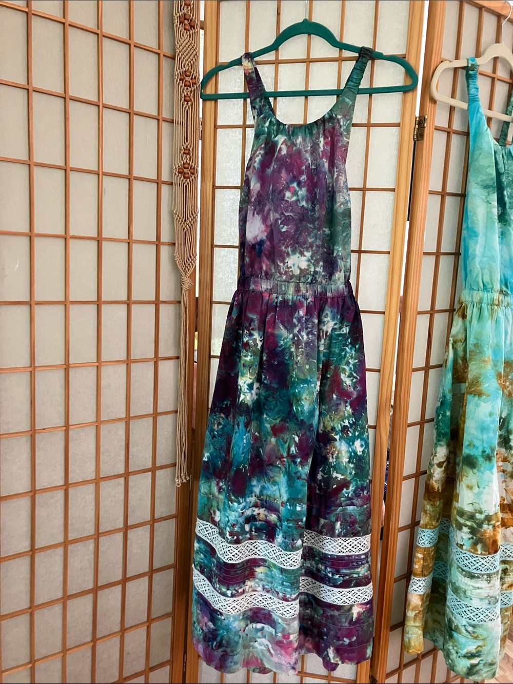 OOAK Handmade Tie-Dye GAP Lace Cross-Back Midi Sundress